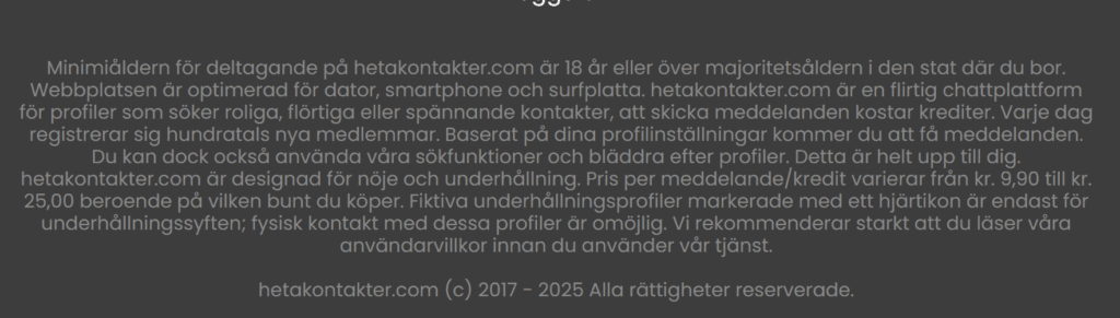 Sidfoten bekräftar våra misstankar om falska profiler.