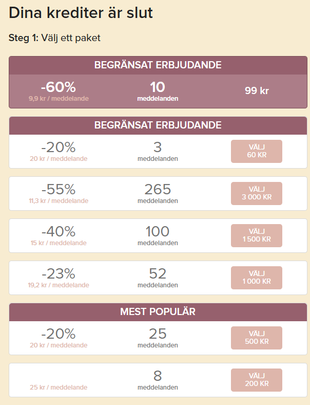 Hur mycket kostar det ChattaTillsammans.com?
