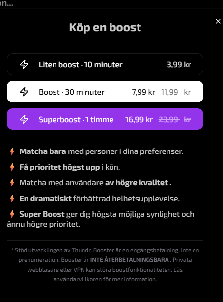 Vad kostar Thundr pris