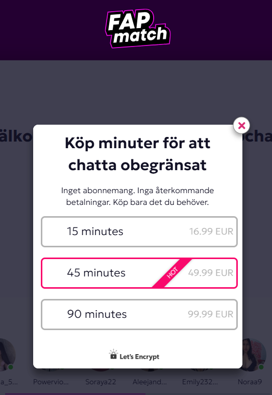 Vad kostar det här nöjet? fap match pris
